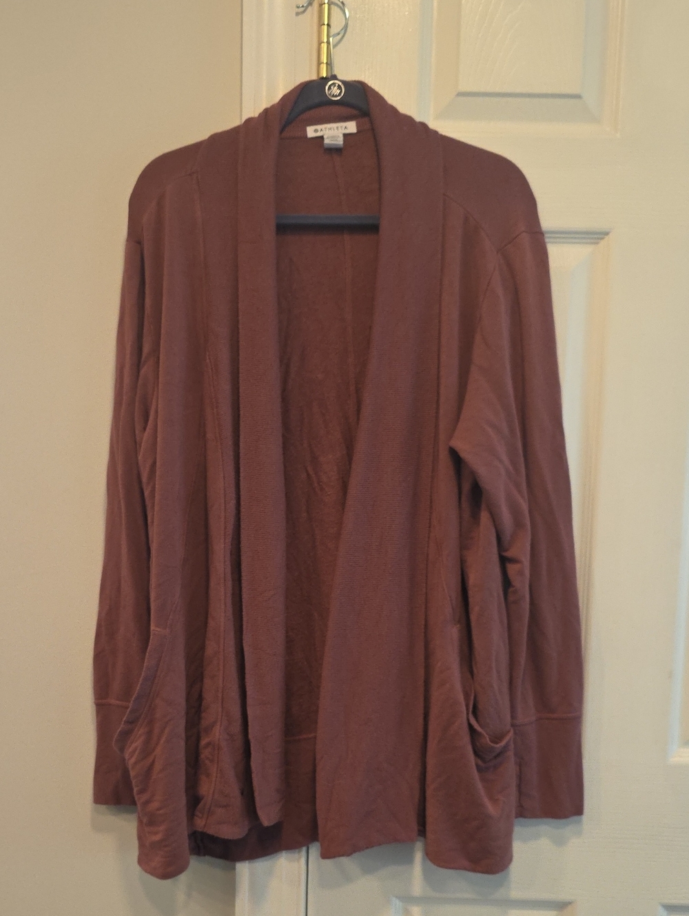 Athleta Mauve Open-Front Cardigan